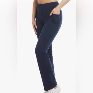 Jockey Women's Premium Pocket Slim Flare Yoga Pants Neo Navy Medium